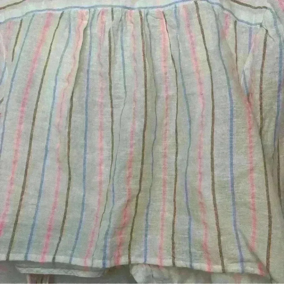 American Eagle Crop Tie Front Long Sleeve Stripe Linen Blend Top size Small - Picture 7 of 8